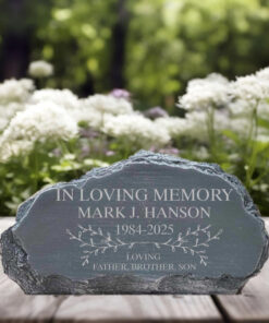 Custom Memorial Garden Stone | Engraved Name Rock for Yard - Family Home Sign
