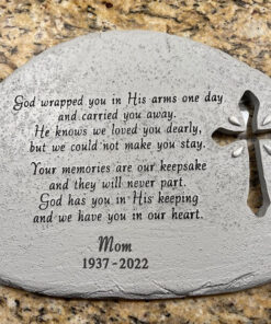 Memorial Garden Stone, God Wrapped You in His Arms Personalized Memorial Garden Stone, Inspirational Garden Stone