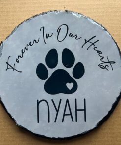 Personalized Pet Memorial Stone – Forever in Our Hearts Paw Print Grave Marker - Memorial Gift for Dog Loss - Sympathy Pet Tribute Stone