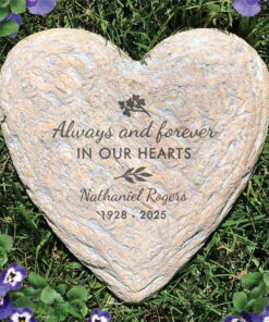 Engraved Always And Forever In Our Hearts - Personalized Memorial Garden Stone