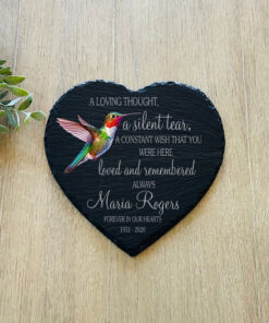 A Silent Tear Memorial Garden Stone - Sympathy Gift - Slate Grave Marker