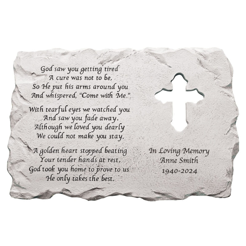 Personalized Cross Memorial Stone - Sympathy - Condolences - Garden Marker - Personalized Memorial Gift