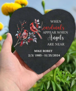 Memorial Stone with Cardinal Gift - Personalized Memorial Gift for Home or Garden