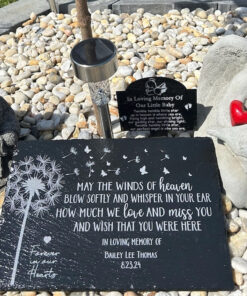 May the Winds of Heaven Blow Softly - Sympathy Gift - Slate Grave Marker - Keepsake - Remembrance